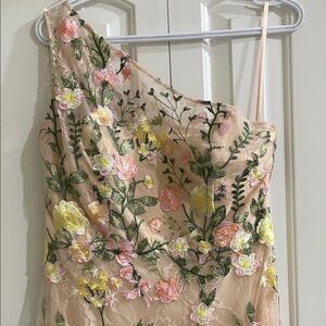 Mac Duggal Floral Embroidered One-Shoulder Dress size 10